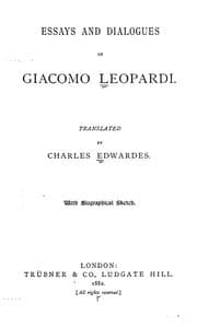 Tapa de Essays and dialogues of Giacomo Leopardi