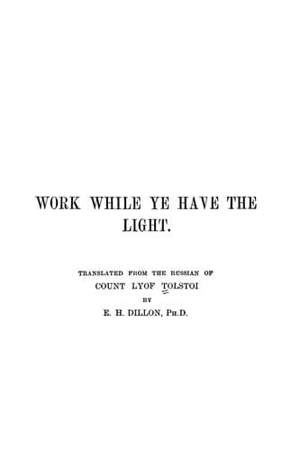 Tapa de Work while ye have the light