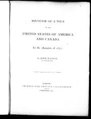 Tapa de Souvenir of a tour in the United States of America and Canada in the autumn of 1872