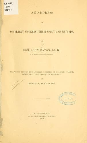Tapa de An address on scholarly workers
