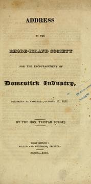 Tapa de Address to the Rhode-Island society for the encouragement of domestick industry