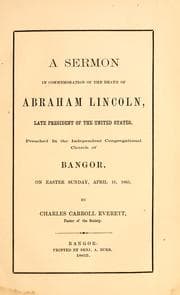 Tapa de A sermon preached on the Sunday after the assassination of Abraham Lincoln, late president of the United States
