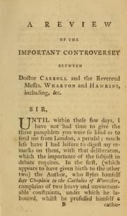 Tapa de A review of the important controversy between Dr. Carroll and the Rev. Messrs. Wharton and Hawkins