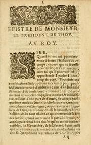 Tapa de Epistre de Monsievr le President de Thov au Roy