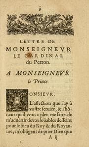 Tapa de Lettre de monseignevr le cardinal du Perron a monseignevr le prince