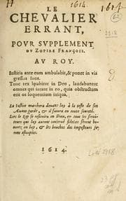 Tapa de Le chevalier errant, povr svpplément dv "Zopire français". Av Roy