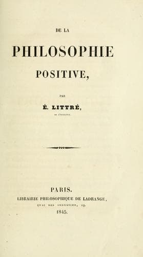 Tapa de De la philosophie positive