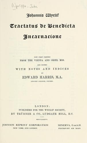 Tapa de Tractatus de benedicta incarnacione
