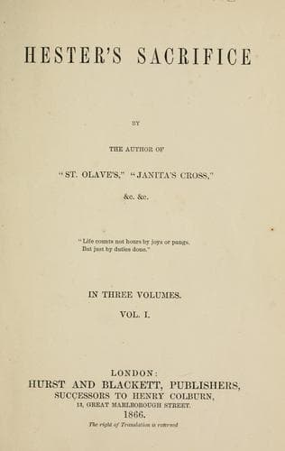Tapa de Hester's sacrifice