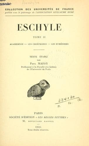 Tapa de Eschyle, texte établi par Paul Mazon.
