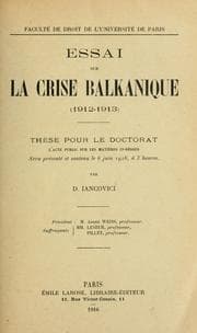 Tapa de Essai sur la crise balkanique, 1912-1913