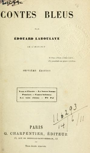 Tapa de Contes bleus