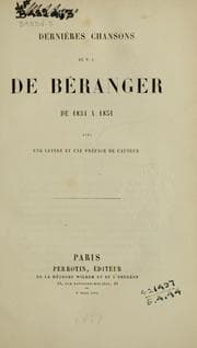 Tapa de Dernières chansons, de 1834 à 1851, avec une lettre et une préface de l'auteur