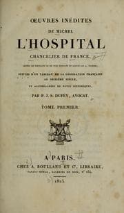 Tapa de Oeuvres inédites de Michel l'Hospital Chancelier de France