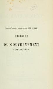 Tapa de Histoire des origines du governement représentatif
