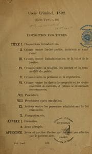 Tapa de Code criminel. 1892, 55-56 Victoria, Chap. 29