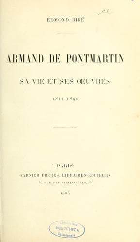 Tapa de Armand de Pontmartin