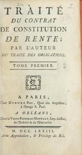 Tapa de Traité du contrat de constitution de rente