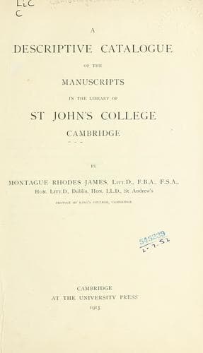 Tapa de A descriptive catalogue of the manuscripts in the library of St. John's college Cambridge