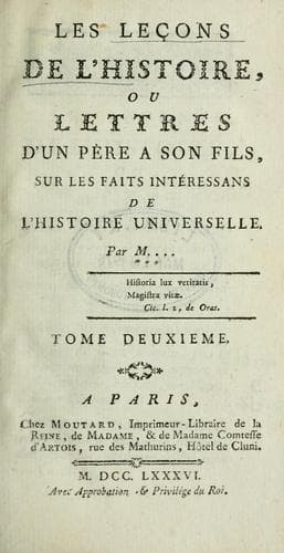 Tapa de Les leçons de l'histoire, ou lettres d'un père à son fils, sur les faits intéressans de l'histoire universelle