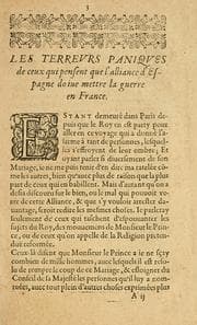 Tapa de Les terrevrs panniqves de cevx qui pensent que l'alliance d'Espagne doiue mettre la guerre en France