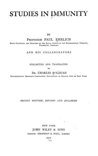 Tapa de Collected studies on immunity