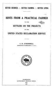 Tapa de Hints from a practical farmer to the settlers on the projects of the United States reclamation Service