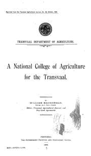 Tapa de A national college of agriculture for the Transvaal