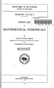 Tapa de Union list of mathematical periodicals