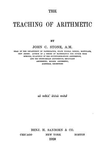 Tapa de The teaching of arithmetic