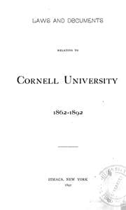 Tapa de Laws and documents relating to Cornell University, 1862-1892