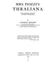 Tapa de Mrs. Piozzi's Thraliana