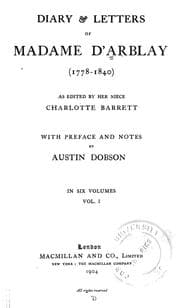 Tapa de Diary & letters (1778-1840) as edited by her niece Charlotte Barrett