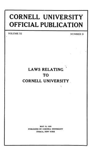 Tapa de Laws relating to Cornell university