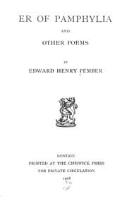 Tapa de Er of Pamphylia, and other poems