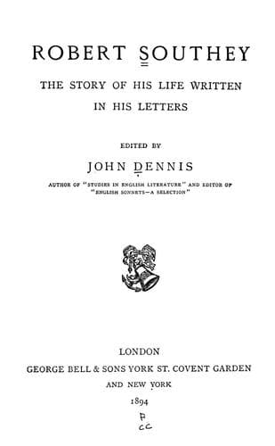 Tapa de Robert Southey