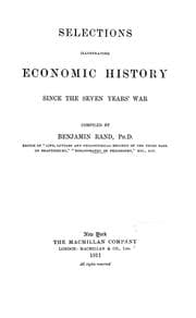 Tapa de Selections illustrating economic history since the seven years' war
