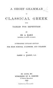 Tapa de A short grammar of classical Greek