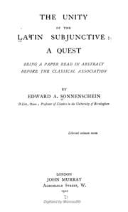 Tapa de The unity of the Latin subjunctive