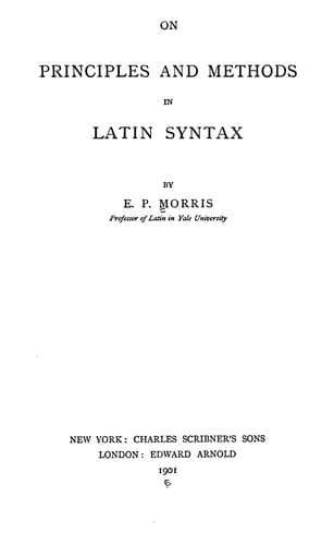 Tapa de On principles and methods in Latin syntax