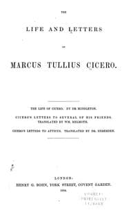 Tapa de The life and letters of Marcus Tullius Cicero