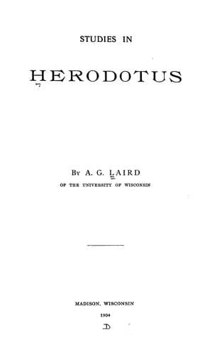 Tapa de Studies in Herodotus