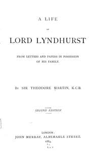 Tapa de A life of Lord Lyndhurst from letters and papers in possession of his family