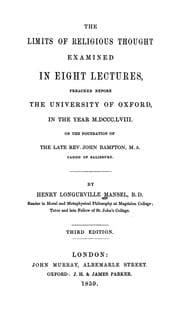 Tapa de The limits of religious thought examined in eight lectures