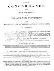 Tapa de A complete concordance to the Holy Scriptures of the Old and New Testament