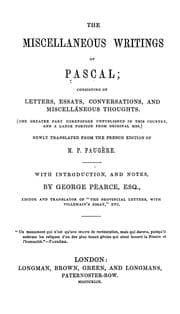 Tapa de The miscellaneous writings of Pascal
