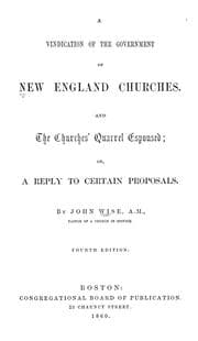 Tapa de A vindication of the government of New England churches