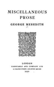 Tapa de Miscellaneous prose