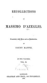 Tapa de Recollections of Massimo D'Azeglio