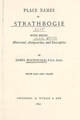 Tapa de Place names in Strathbogie